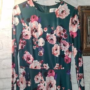 Floral Long Sleeve Eliza F Dress size8 long sleeve, dress past knee